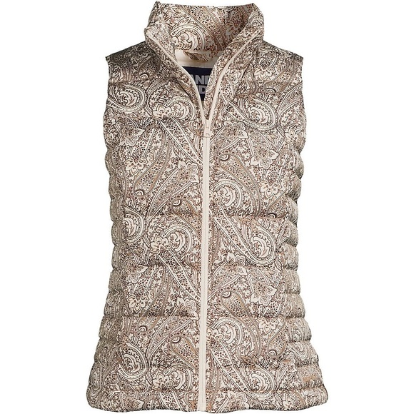 Lands’ End Women's Plus Size Down Puffer Vest in Paisley - Picture 2 of 9